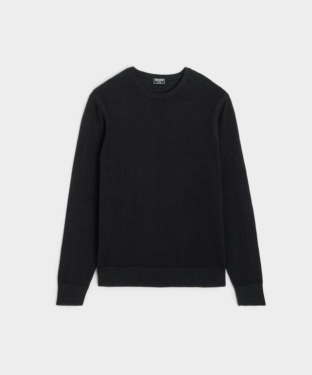 Cotton Silk Pique Crew in Black Product Image