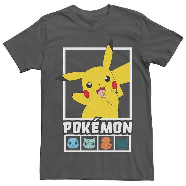 Mens Pokmon Squares Team Charmander Pikachu Bulbasaur Tee Grey Product Image