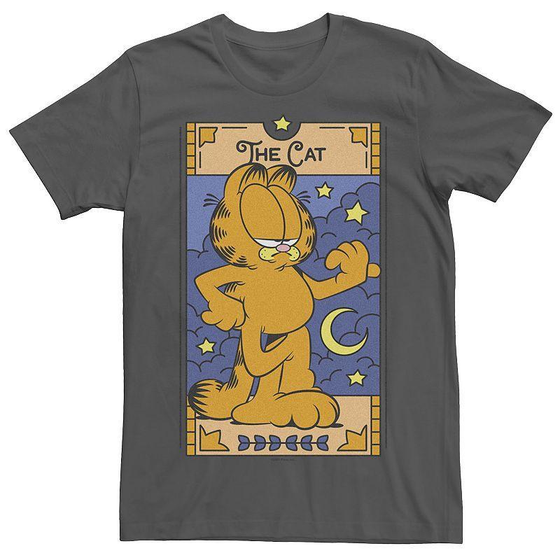 Mens Garfield The Cat Tarot Card Graphic Tee Grey Product Image