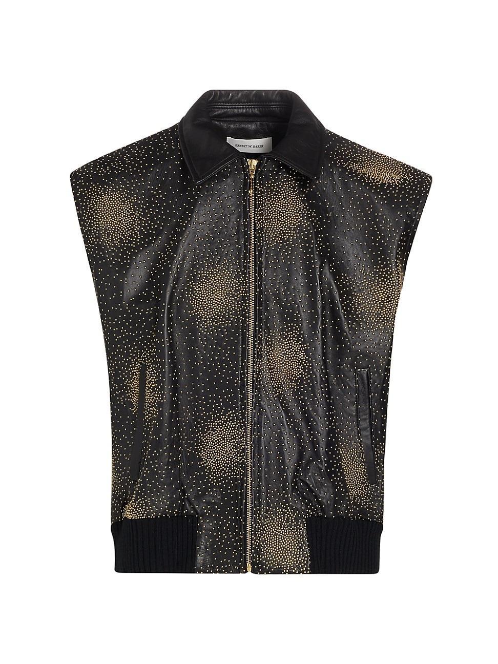 Mens Studded Leather Vest Product Image