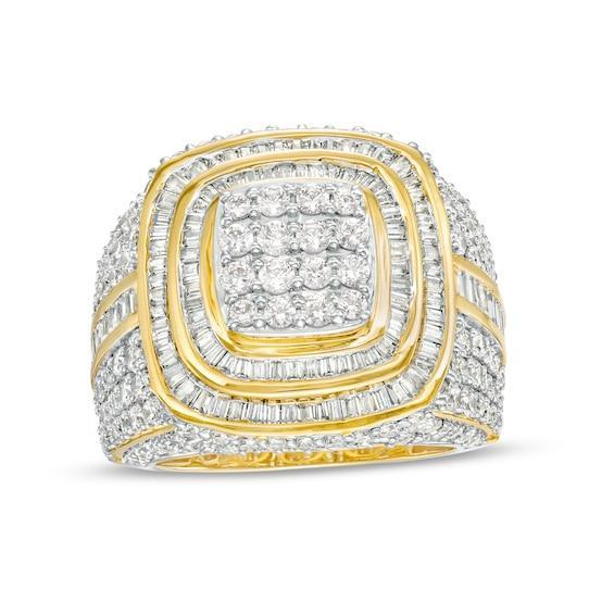 Men's 5 CT. T.w. Cushion-Shaped Multi-Diamond Double Frame Ring in 10K Gold Product Image