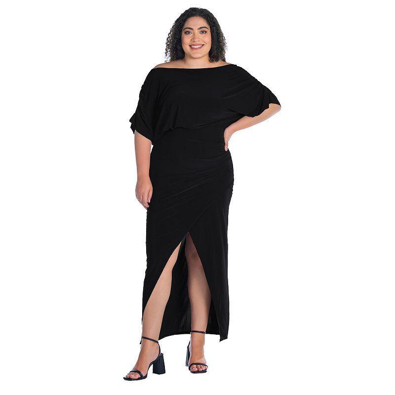 24seven Comfort Apparel Plus Short Sleeve Maxi Dress Product Image