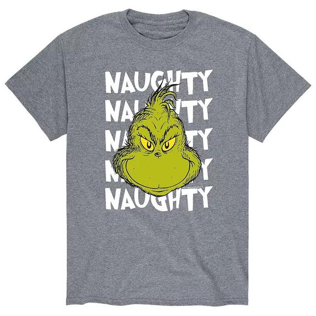 Mens Dr. Seuss The Grinch Naughty Tee Athletic Grey Product Image