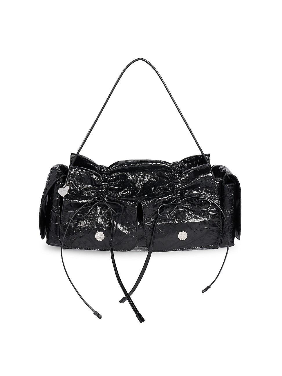 Womens Multipocket Crinkled Patent Leather Bag Product Image