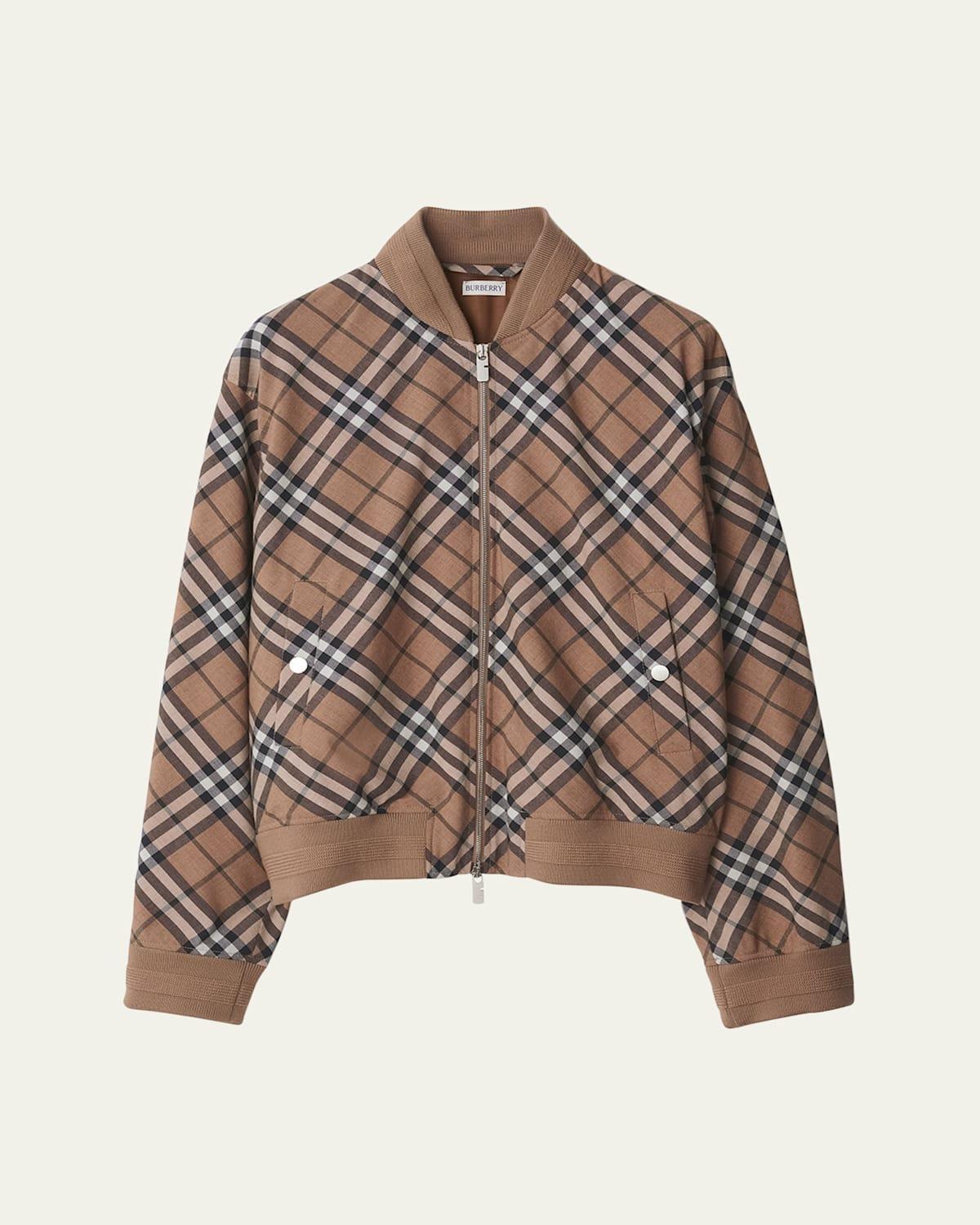 Mens Check Wool-Blend Bomber Jacket Product Image