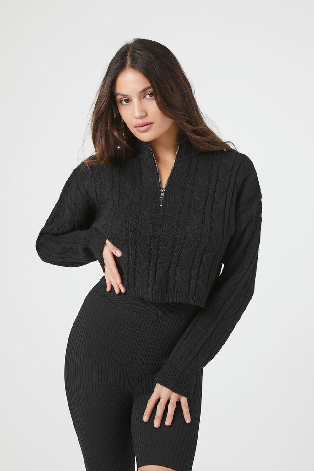 Cable Knit Half-Zip Sweater | Forever 21 Product Image