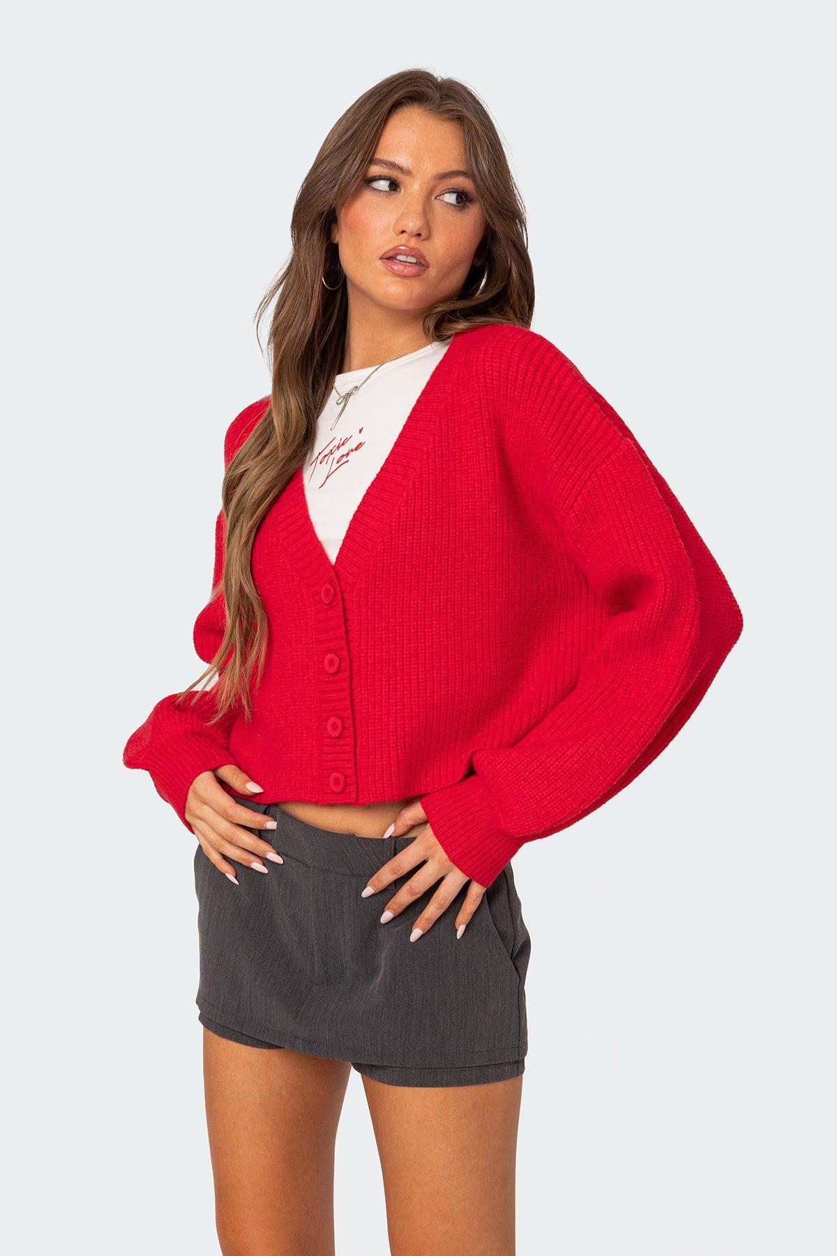 Sabrina Chunky Knit Cropped Cardigan Product Image