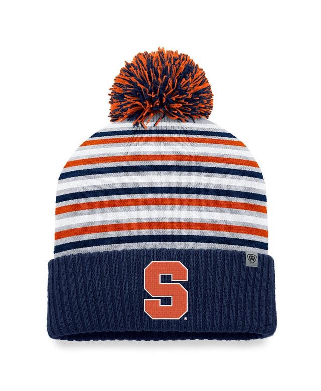 Mens Top of the World Syracuse Orange Dash Cuffed Knit Hat with Pom, Blue Product Image