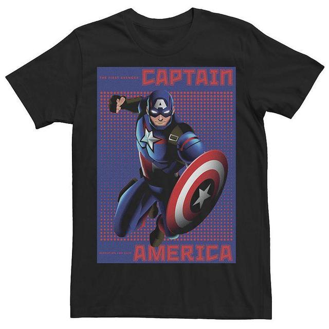 Mens Marvel Captain America Halftone Pop Art Poster Graphic Tee Product Image