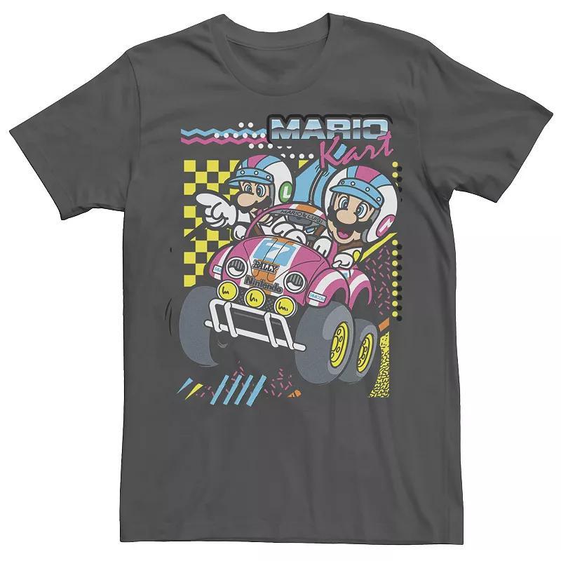 Mens Nintendo Mario Kart Mario Luigi Darting Tee Grey Product Image