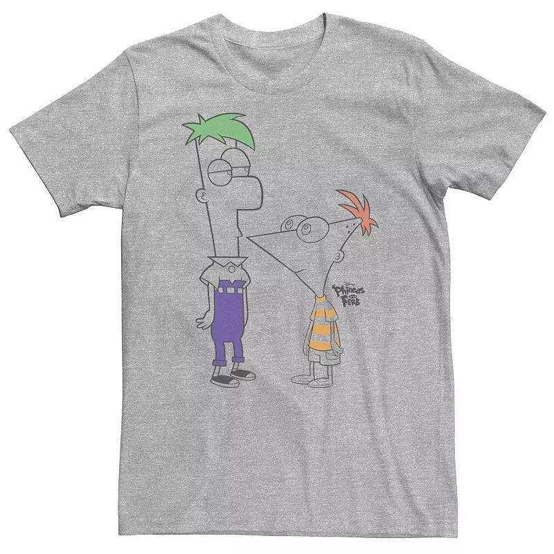 Disneys Phineas And Ferb Big & Tall Boys Of Summer Tee, Mens Athletic Grey Product Image