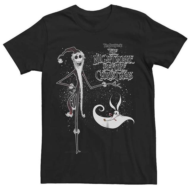 Disneys The Nightmare Before Christmas Snowy Santa Jack Skellington And Zero Mens Graphic Tee Product Image