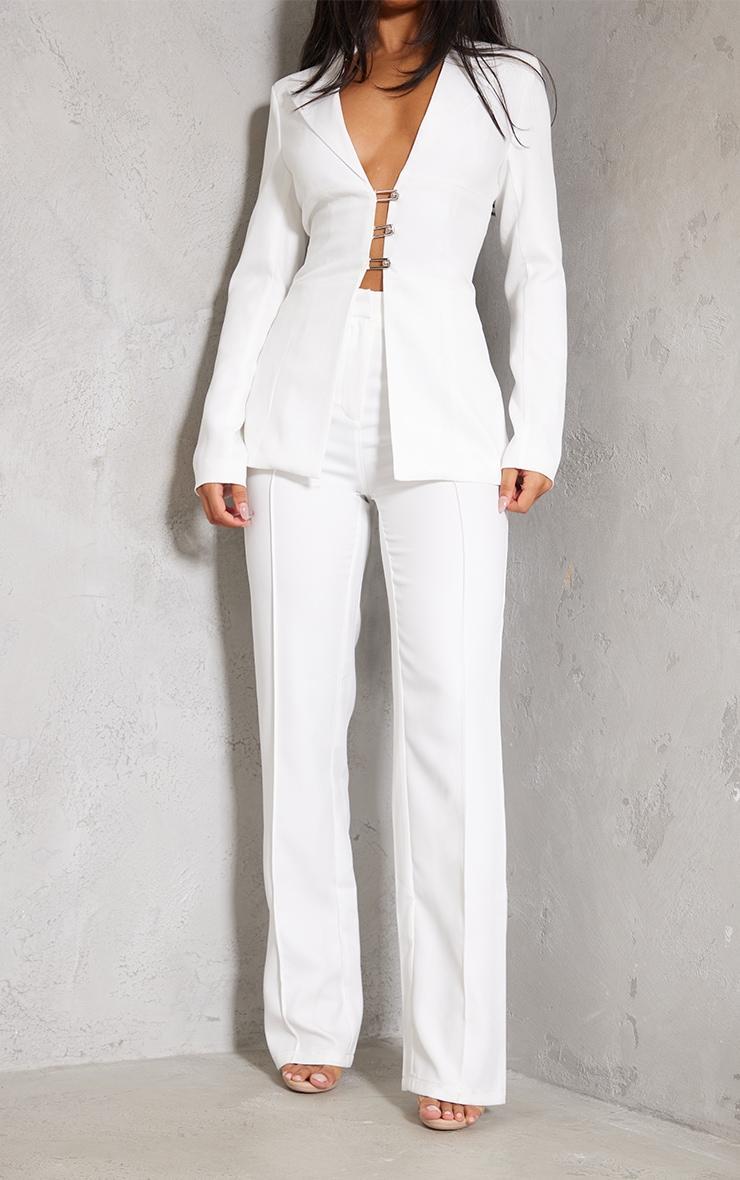 White Wide Leg High Waist Pants Product Image