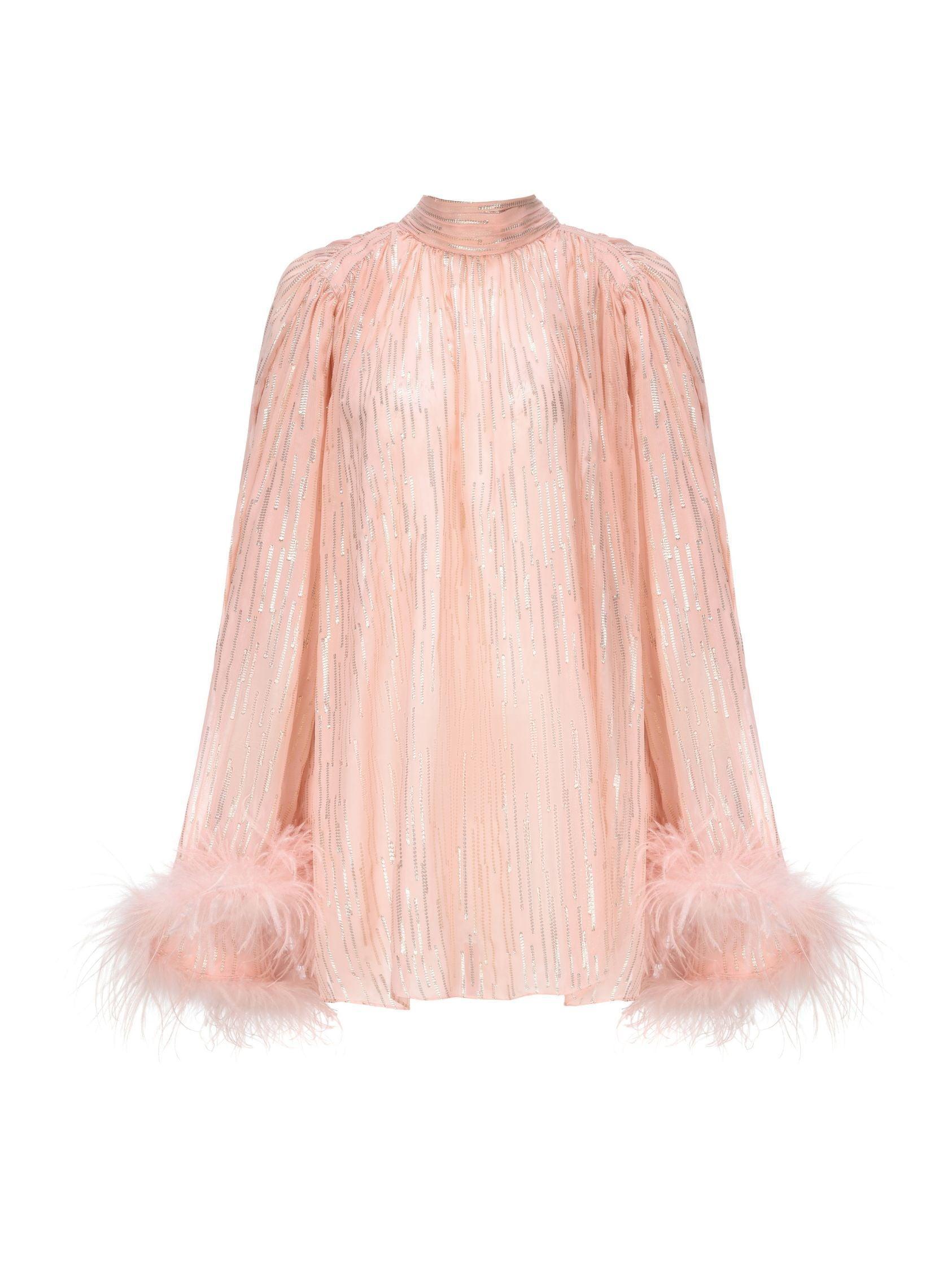 Keira Feather Top (Pink) Product Image