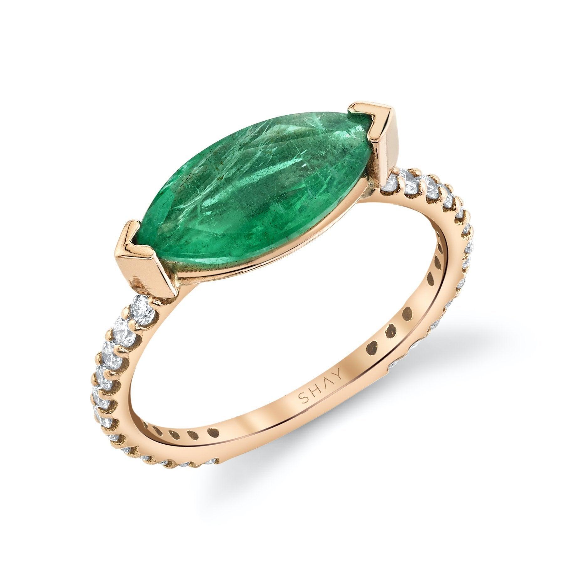 READY TO SHIP EMERALD HALO RING Product Image