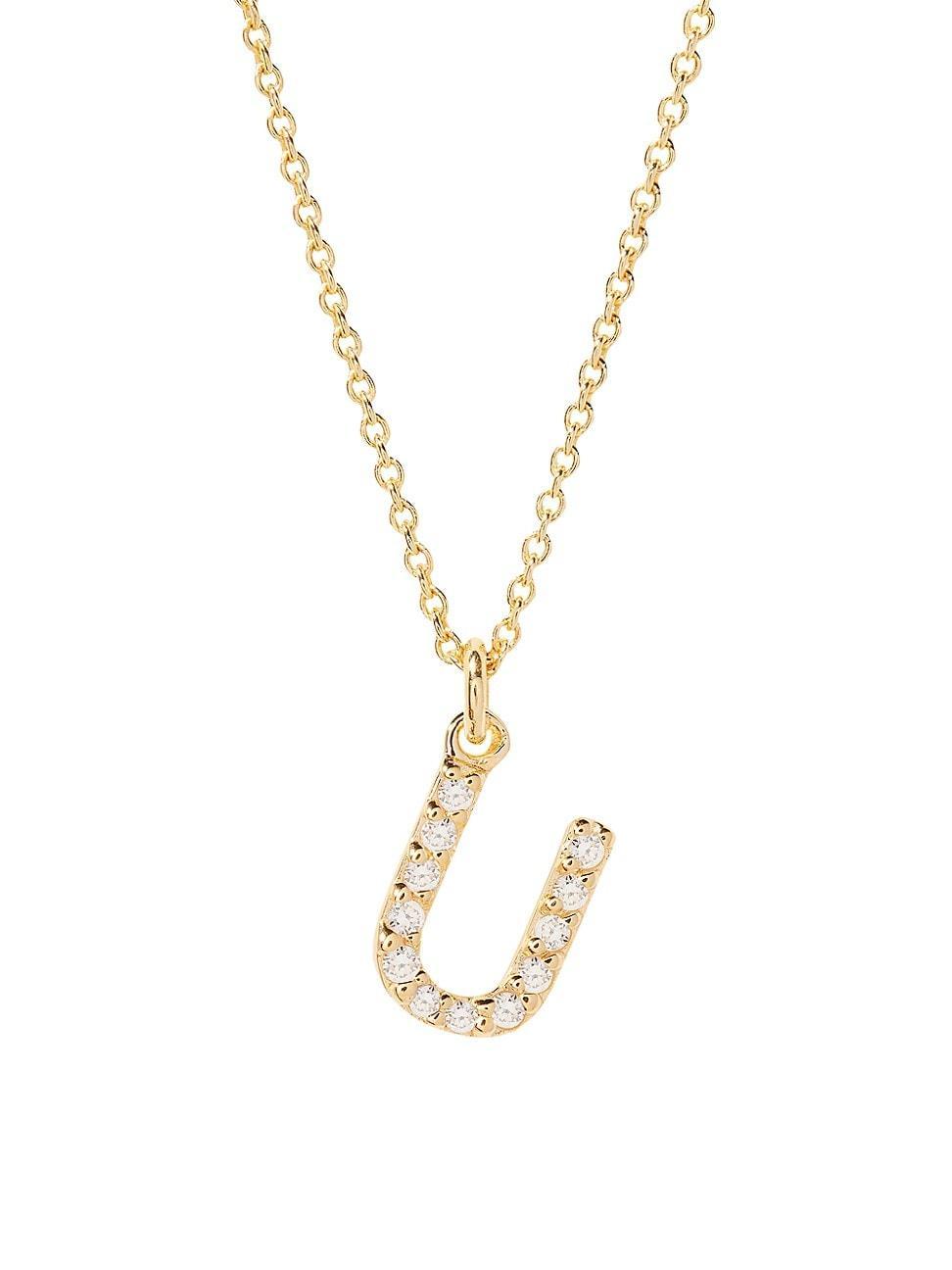 Womens Blaire 14K-Yellow-Gold Vermeil & 0.3-0.11 TCW Diamond Initial Pendant Necklace Product Image