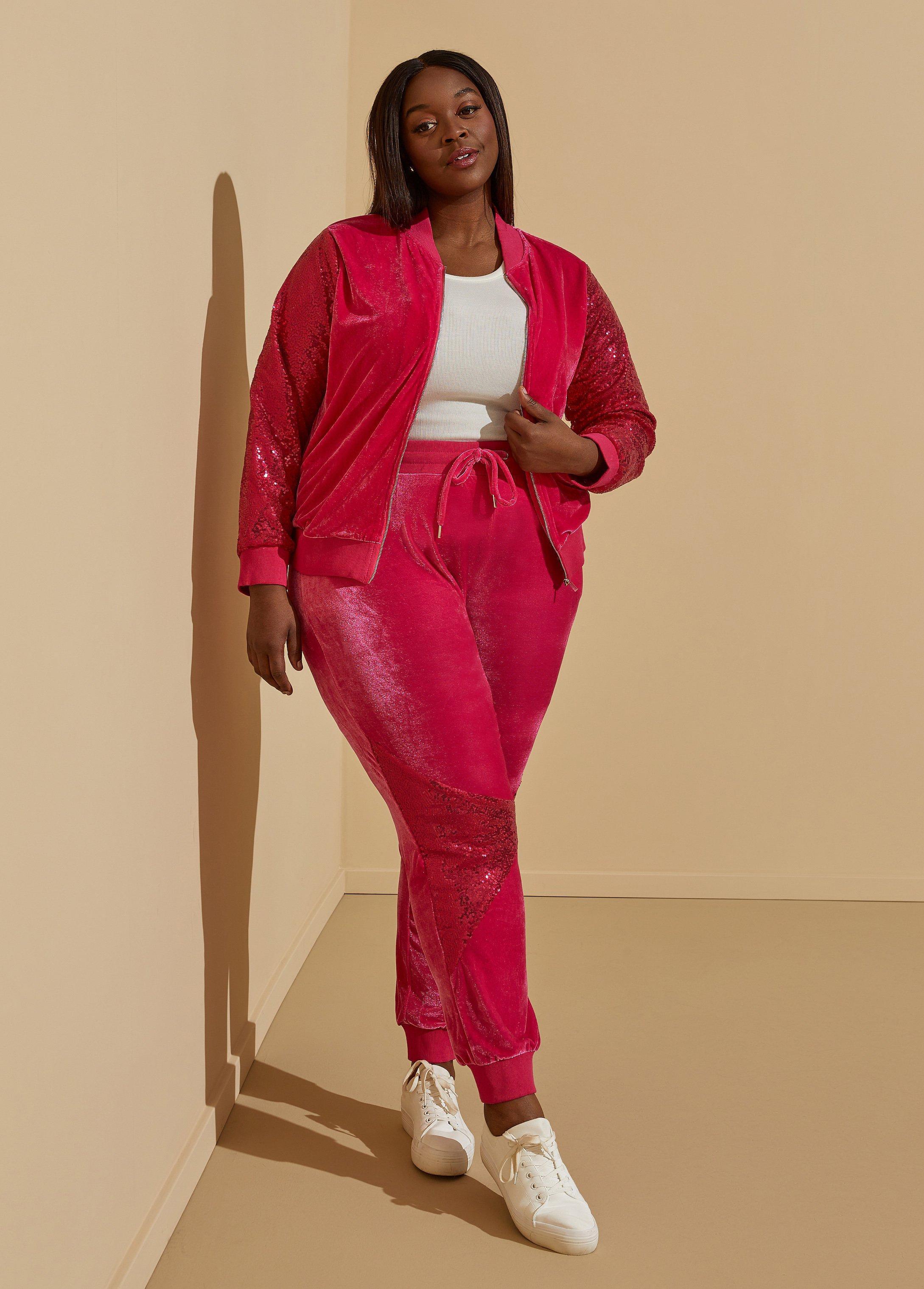 Plus Size Sequined Paneled Velour Jacket Ashley Stewart Product Image