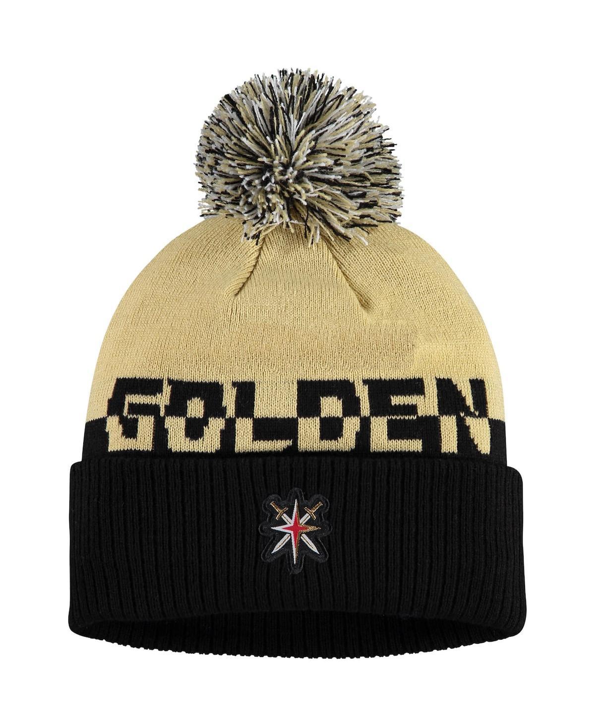 Mens adidas Gold/Black Vegas Golden Knights COLD.RDY Cuffed Knit Hat with Pom Product Image