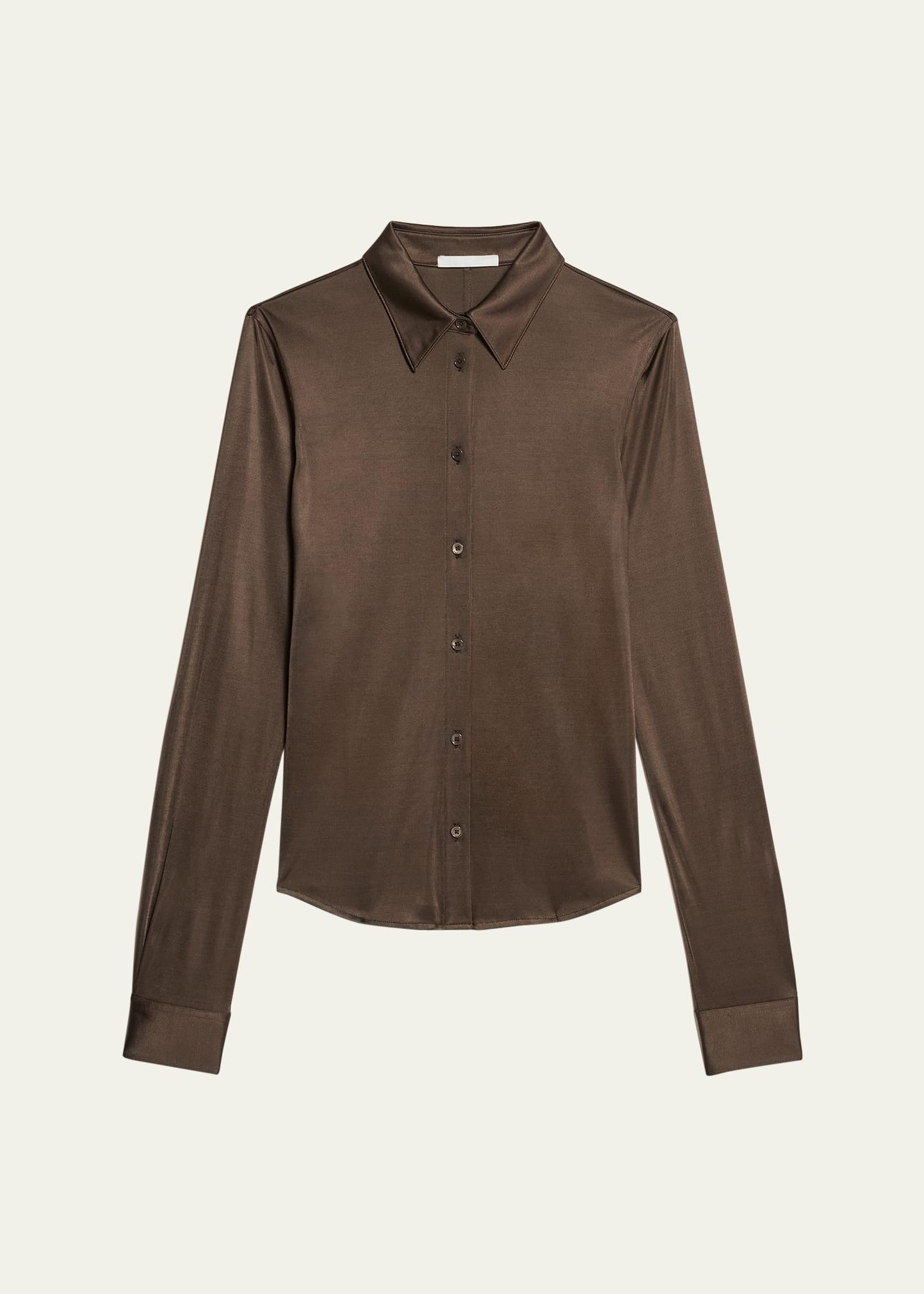 Womens Fluid Long-Sleeve Button-Up Shirt Product Image