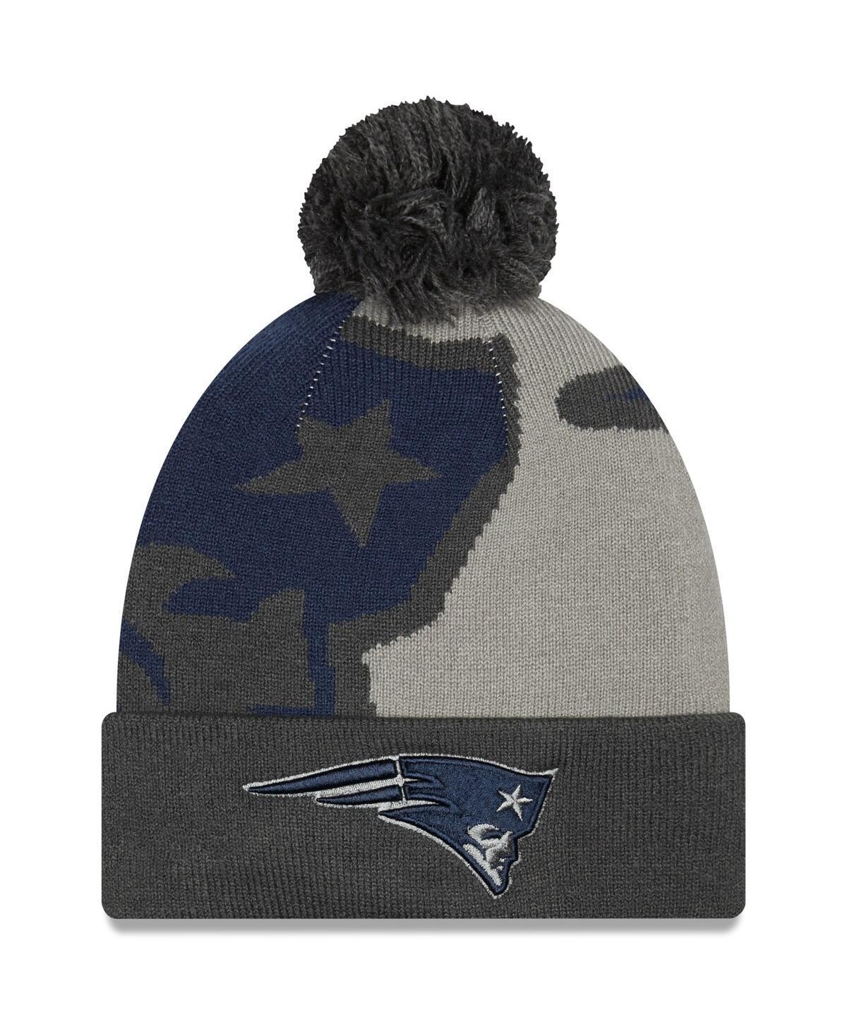 Mens Graphite New England Patriots Logo Whiz Redux Cuffed Knit Hat Product Image