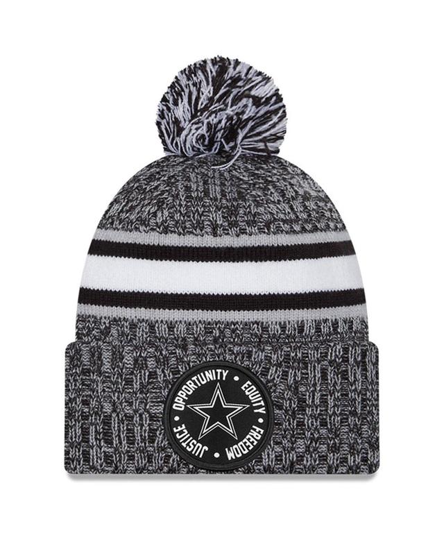 Mens New Era Heather Black Dallas Cowboys 2023 Inspire Change Cuffed Knit Hat With Pom, Grey Product Image