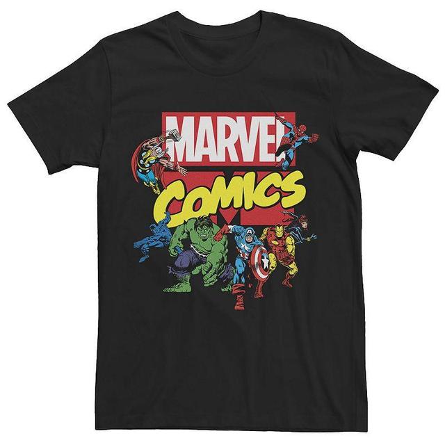 Mens Marvel Comics Vintage Avenger Group Shot Tee Black Product Image