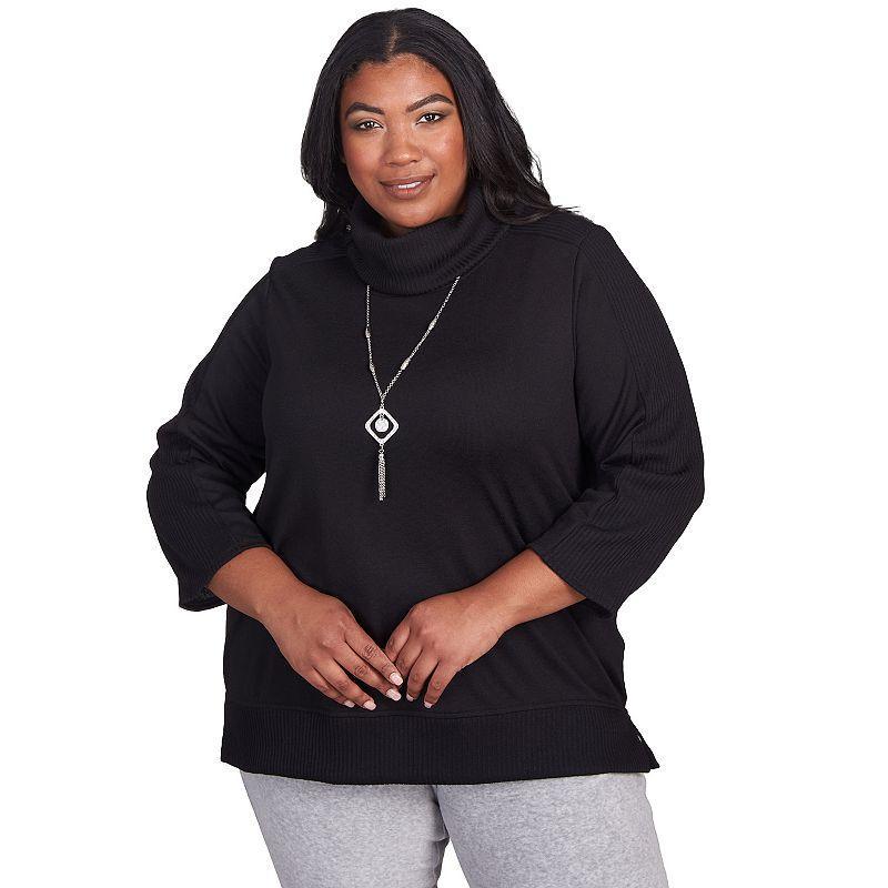 Plus Size Alfred Dunner Solid Cowl Neck Top With Necklace, Womens Product Image