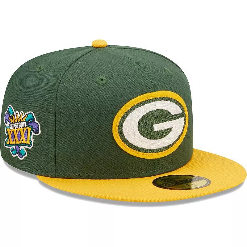 Mens New Era /Gold Bay Packers Super Bowl XXXI Letterman 59FIFTY Fitted Hat Product Image