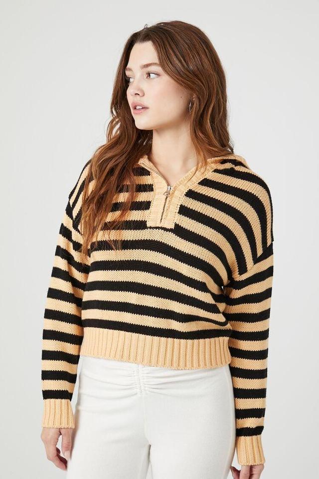 Striped Hooded Half-Zip Sweater | Forever 21 Product Image