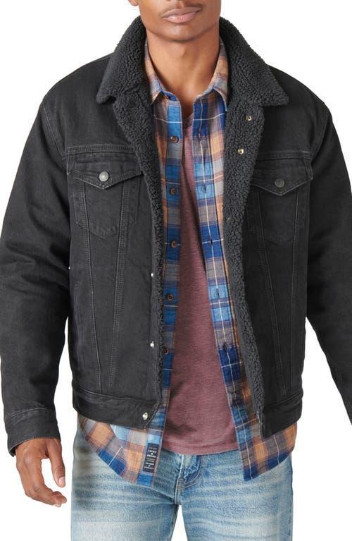 Lucky Brand Faux Shearling Lined Denim Trucker Jacket Product Image