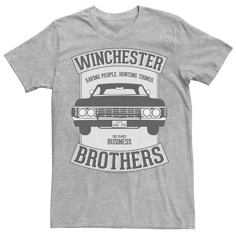 Mens Supernatural Winchester Brothers Saving People. Hunting Things. Tee Athletic Grey Product Image