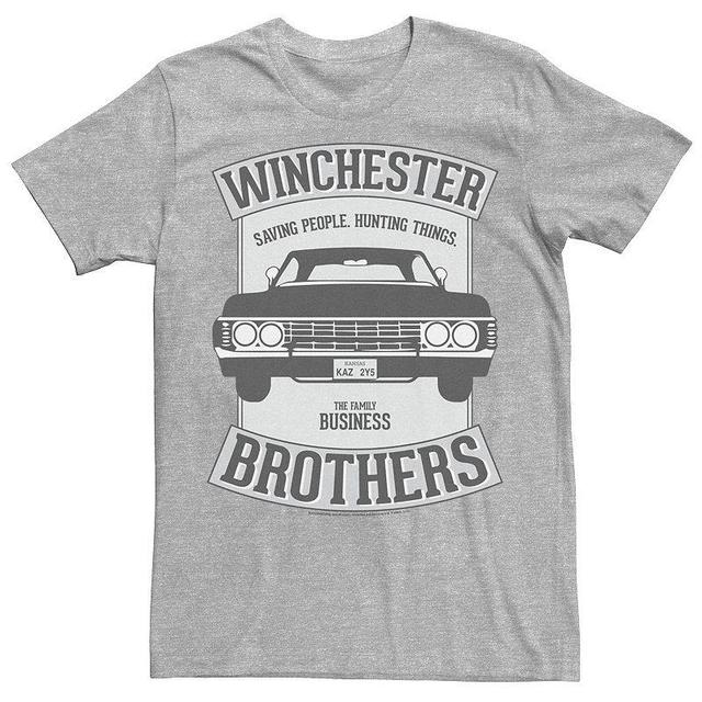 Mens Supernatural Winchester Brothers Saving People. Hunting Things. Tee Athletic Grey Product Image