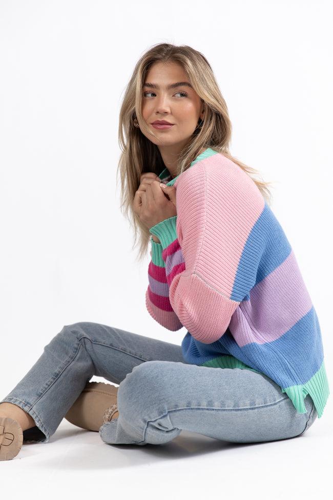 Break The Ice Multi Color Oversized Stripe Sweater FINAL SALE Product Image