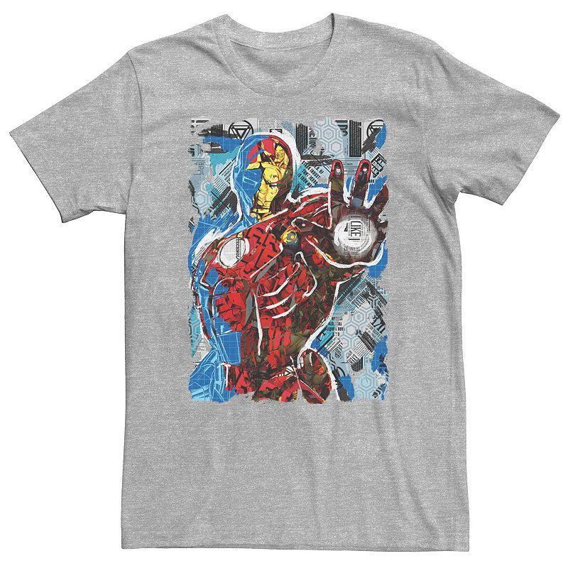 Big & Tall Marvel Avengers Iron Man Grid Overlay Tee, Mens Athletic Grey Product Image