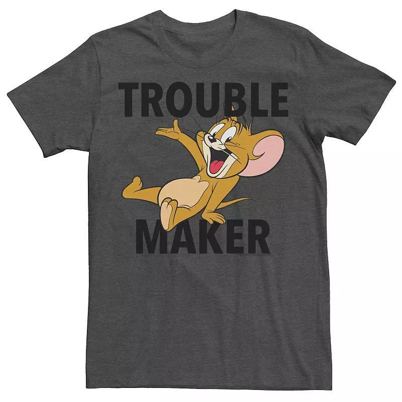 Big & Tall Tom And Jerry Trouble Maker Portrait Tee, Mens Grey Heather Product Image