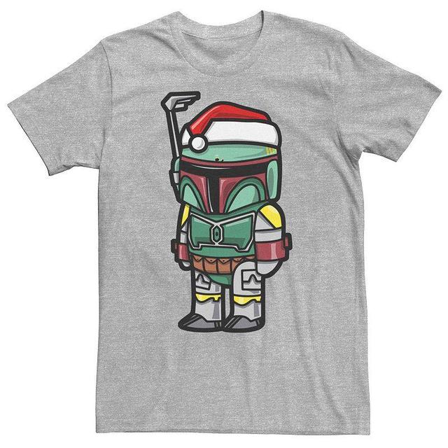 Mens Star Wars Boba Fett Santa Hat Cartoon Style Christmas Graphic Tee Product Image