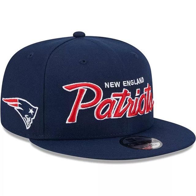 Mens New Era New England Patriots Main Script 9FIFTY Snapback Hat, Blue Product Image