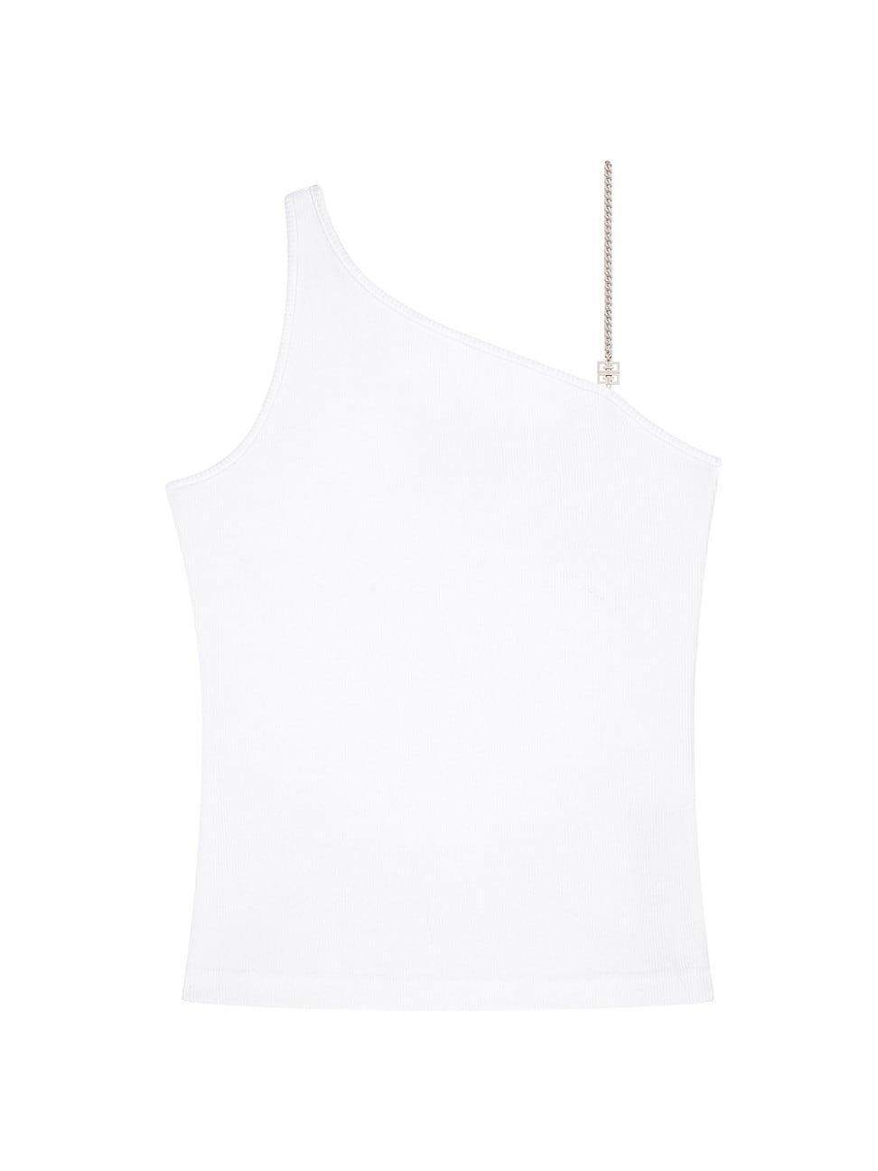 Womens Asymmetrical Top In Cotton With Chain Detail Product Image