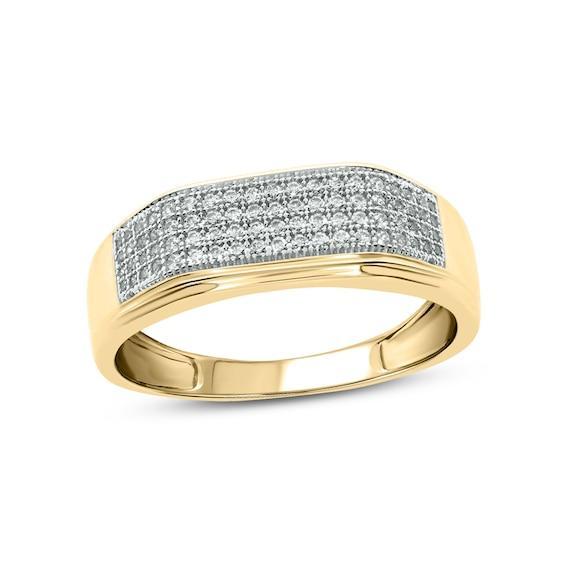 Men's 3/8 CT. T.w. Diamond Rectangular Wedding Band in 10K Gold Product Image