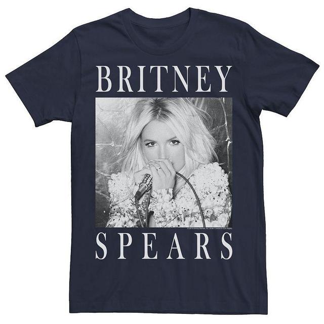 Mens Britney Spears Black & White Portrait Panel Graphic Tee Blue Product Image