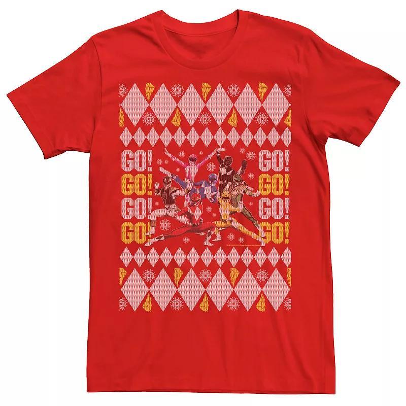 Mens Power Rangers Go! Go! Go! Ugly Christmas Sweater Tee Product Image