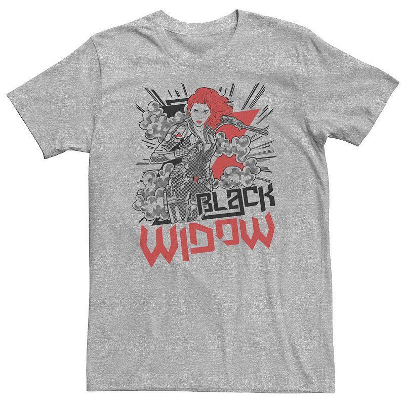 Big & Tall Marvel Black Widow Action Shot Tee, Mens Athletic Grey Product Image