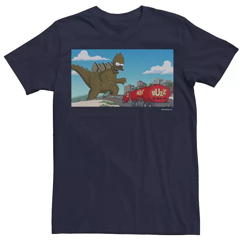 Mens The Simpsons Godzilla Homer Portrait Tee Blue Product Image