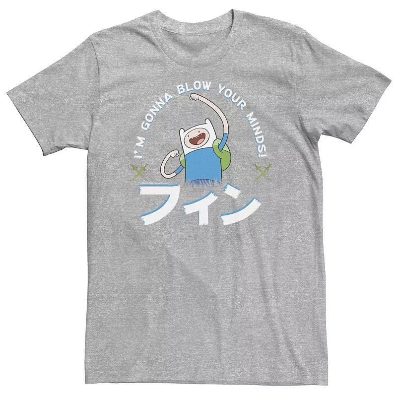 Big & Tall Cartoon Network Adventure Time Finn Im Gonna Blow Your Minds Kanji Portrait Tee, Mens Athletic Grey Product Image