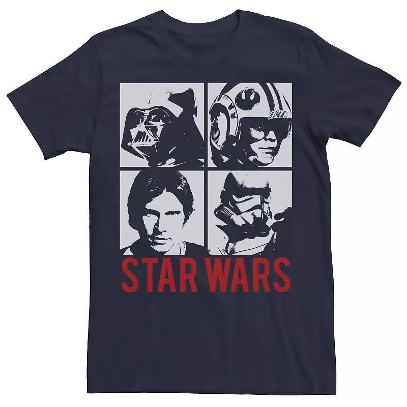 Mens Star Wars Vader Luke Han Trooper Four Square Graphic Tee Navy Grey Product Image