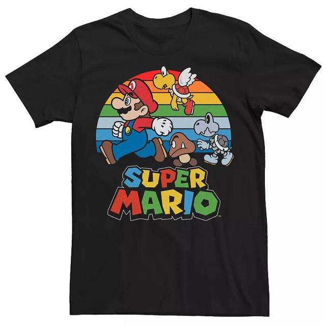 Mens Nintendo Super Mario Group Shot Rainbow Line Sunset Chase Tee Product Image