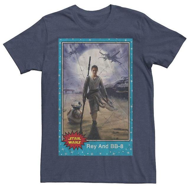 Mens Star Wars Rey & BB-8 Action Portrait Poster Tee Blue Product Image