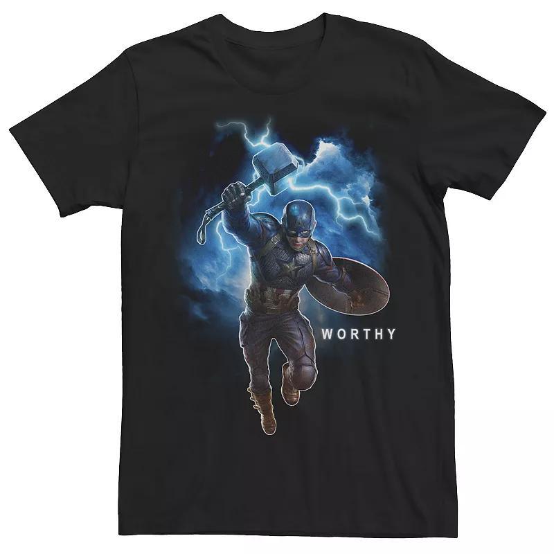 Mens Marvel Avengers Endgame Captain America Worthy Action Pose Graphic Tee Product Image