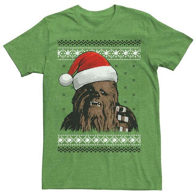 Mens Star Wars Chewie Santa Hat Ugly Christmas Sweater Graphic Tee Product Image