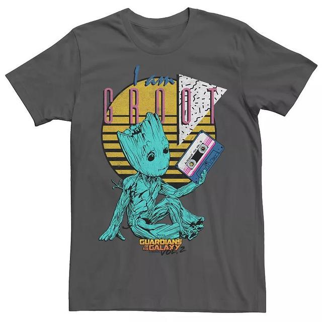 Mens Marvel 90S Groot Tape Retro Portrait Graphic Tee Grey Product Image